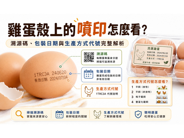 雞蛋殼上的噴印怎麼看？溯源碼、包裝日期與生產方式代號完整解析